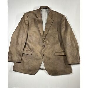 Lauren Ralph Lauren Faux Suede Men Blazer 48R Sport Coat Jacket  2 Button Brown